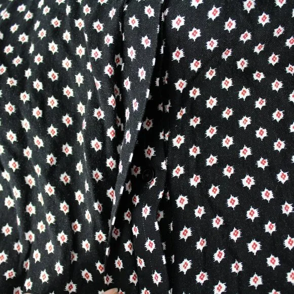 Joie Myune Tie Waist button down shirtdress black printed dolman sleeve Sz M - Picture 11 of 13